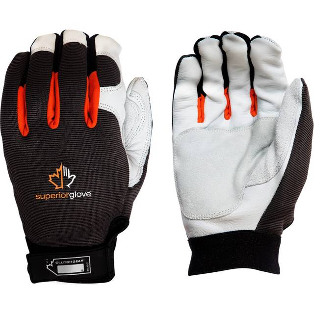 Superior Clutch Gear Grain Goatskin Leather Mechanics Gloves with Thumb Patch - MXGCE - (1 Pair of Medium Work Gloves)