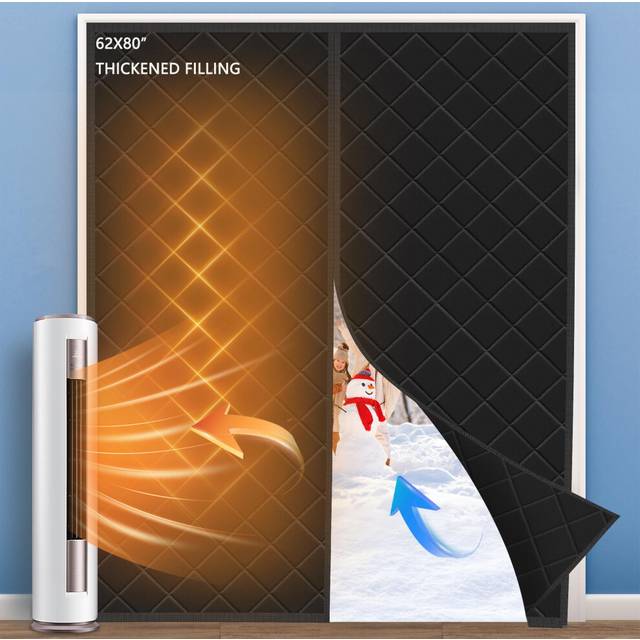 LIAMST Magnetic Thermal Insulated Door Curtain Fits Door Size 62in x 80in Center Opening Durable Oxford Cloth&Thicken Polyester Fiber Fill Weatherproo