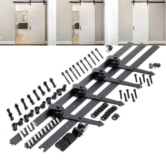 Sliding Door System Set with 366 cm Sliding Rail for 2 Doors up to max. 150kg