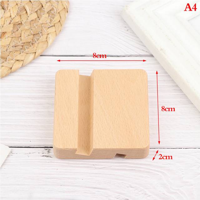(A4) 1PC 2023 Mobile Phone Display Stand Desk Holder Beech Wood Base Single Slot Lazy Bracket Tablet Stand