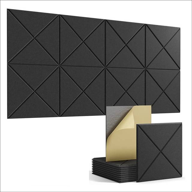 16PCS Self-Adhesive Acoustic Panels,Square Sound Proof Foam Panels,12x12x0.4In High Density Soundproof Wall Panels,Black