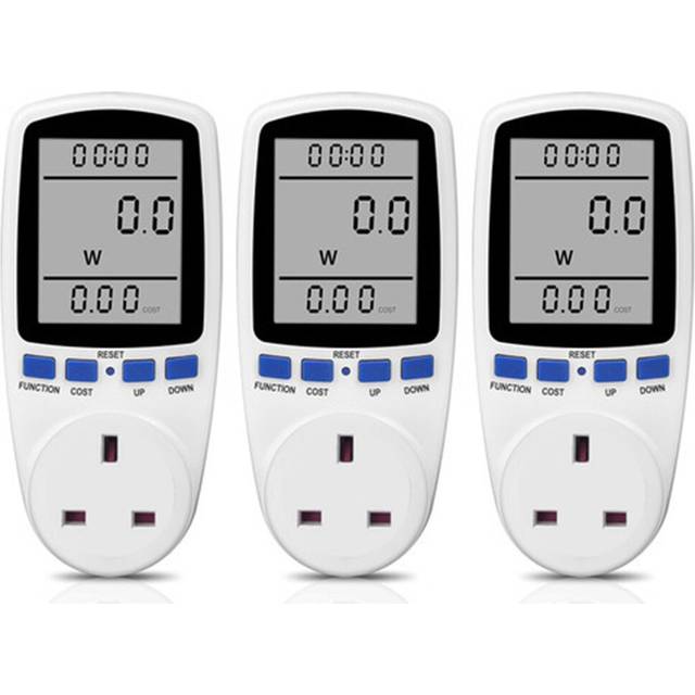 3X AC Digital LCD Power Meter Power Meter Power Kwh Electric Energy Meter Measuring Socket Power Analyzer UK Plug