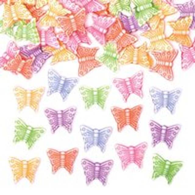 Butterfly Beads (Pack of 400) Craft Embellishments 6 assorted colours - Pink, Orange, Red, Green, Blue & Purple - Blue/Green/Orange/Pink/Purple/Red