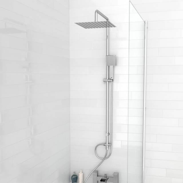 Nes Home Exposed Sqaure Shower Mixer Handset & Riser Rail Kit Chrome