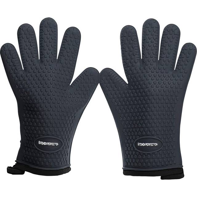 KITCHEN PERFECTION S Silicone Smoker Oven Gloves -Extreme Heat Resistant BBQ Gloves -Handle Hot Food Right on Your Grill Fryer Pit|Waterproof Oven Mit
