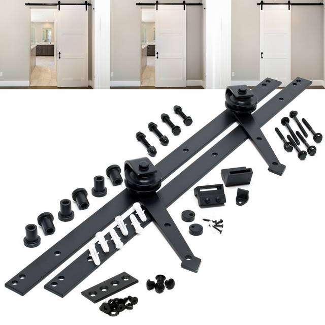 Sliding Door System Set with 244 cm Sliding Rail for Doors up to max. 150kg