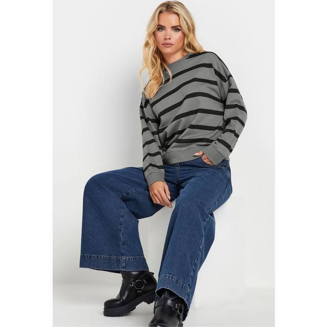 Pixiegirl Petite Charcoal Grey Stripe Sweatshirt 12 Pixiegirl | Petite Women's Hoodies & Sweatshirts
