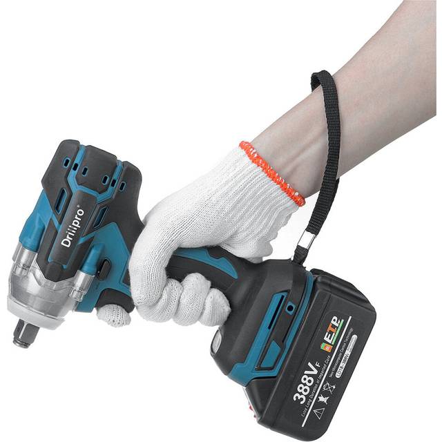 "(Two Batteries, US Plug) 388VF 520N.m Brushless Cordless Electric Impact Wrench Rechargeable 1/2"" Wrench Power Tool"