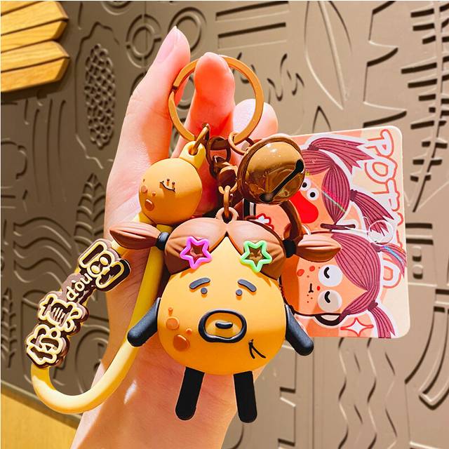 (Dad) Charming Potato Family Keychain Unique Cartoon Potato Doll Cute Pvc Zinc Alloy