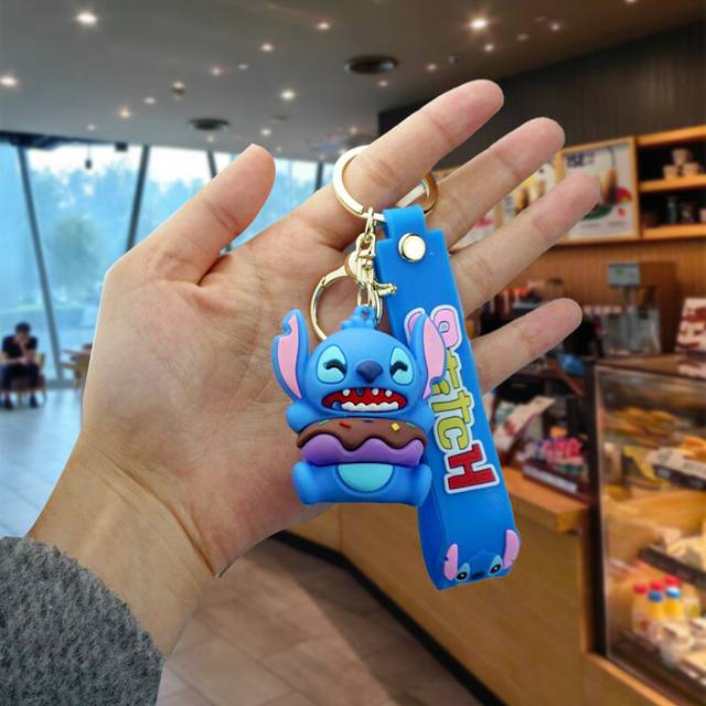 (Donut) Cartoon Charming Stitch Keychain For Bags Sweet Decorations For Couples Gifts