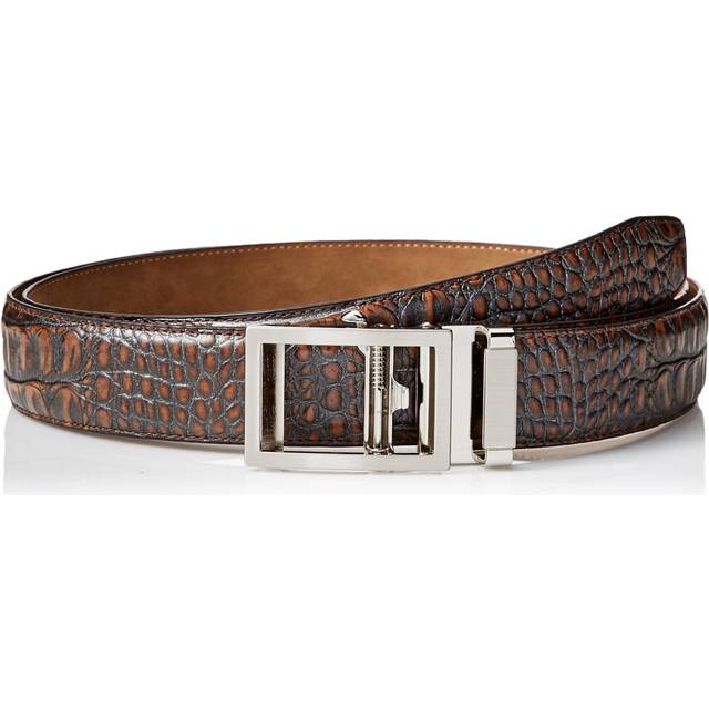 Greg Norman Men's Standard Croco Grain Adjustable Comfort Fit Ratchet Belt  Brown  One Size