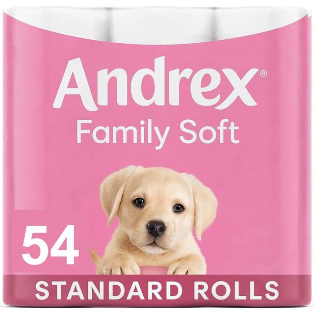 Andrex Gentle Clean Toilet Rolls - 54 Toilet Roll Pack - Bulk Buy Toilet Rolls - Gentle and Soft on Your Family's Skin - Dermatologically Tested