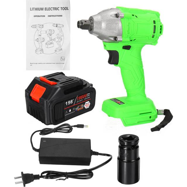 "(US Plug) 520Nm 198TV 19800mAh Electric Cordless Impact Wrench Driver Tool 1/2"" Ratchet Drive Sockets"