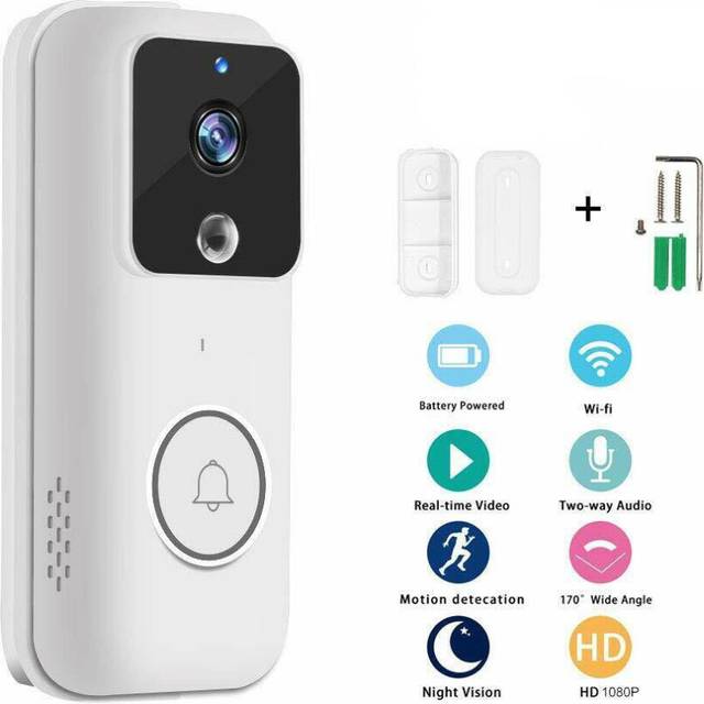 Smart Home Video Doorbell 1080P With PIR Motion Detection (No Subscription Needed)
