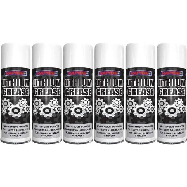 Rapide 300ml Lithium Grease Aerosol Spray Lubricant Can Multi-Purpose Hinge Track Oil (Pack of 6)