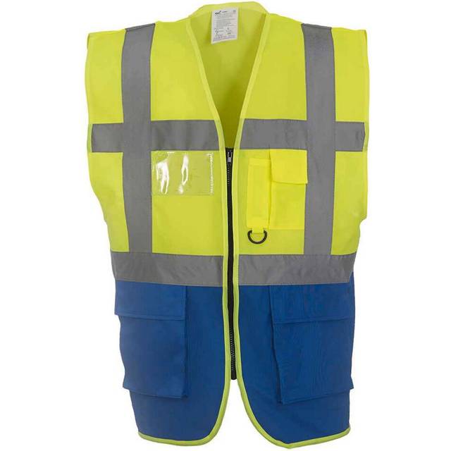 (3XL, Yellow/Royal Blue) Yoko Unisex Adult Executive Hi-Vis Waistcoat