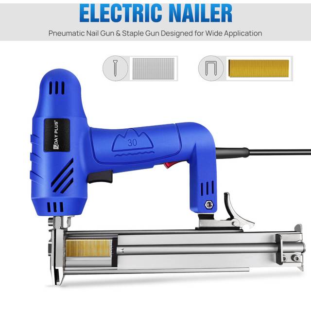 Electric Nail Gun Heavy Duty Staple Gun Kit with 300 Staples and 100 Nails for Fixing Upholstery, Carpentry and Woodworking