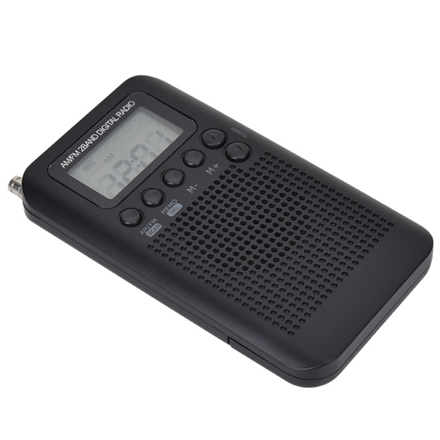 AM/FM Radio with LCD Display Pocket Handheld Digital Dual Band Receiver Portable Speaker Black