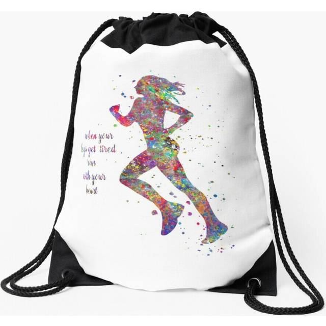 Drawstring Bag Running woman, running, when your legs get tired run with your heart Sport Gym Shoe Backpack