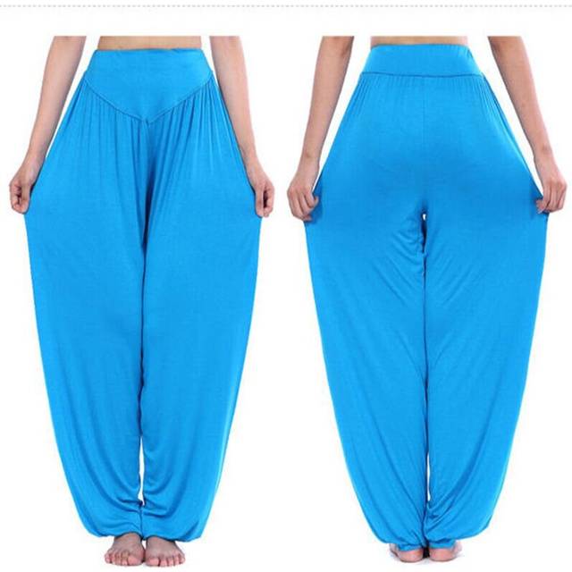 (Blue , 3XL) Harem Womens Aladdin Pants Causal Baggy Gypsy Loose Dance Yoga Genie Trousers