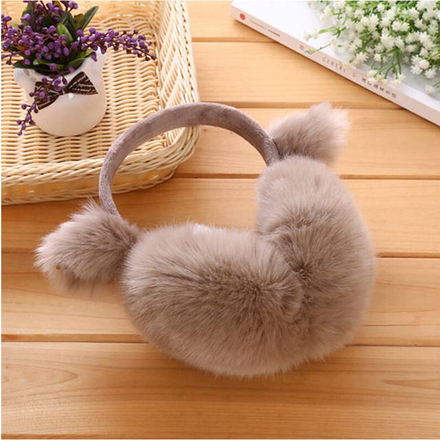 (khaki) 2024 Lovely Cat Ear Cache Warm Comfort Bowknot Earmuffs Women Trendy