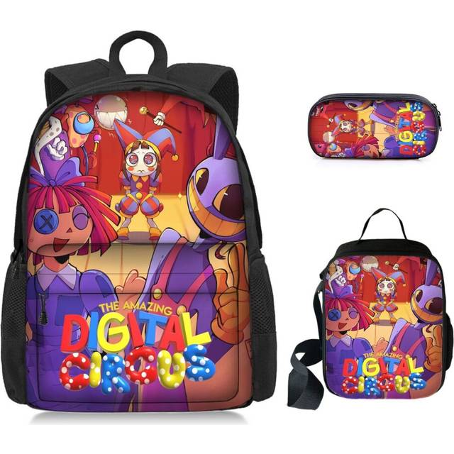 Student backpack, single-layer pencil case, insulated lunch bag, 3-piece set-as the picture-