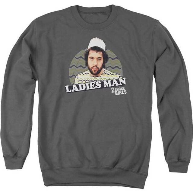 Trevco Sportswear WBT353-AS-2 2 Broke Girls Ladies Man Adult Crewneck Sweatshirt, Charcoal - Medium