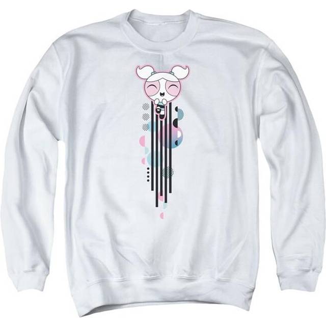 Trevco Sportswear CN710-AS-1 Powerpuff Girls Bubbles Streak Adult Crewneck Sweatshirt, White - Small