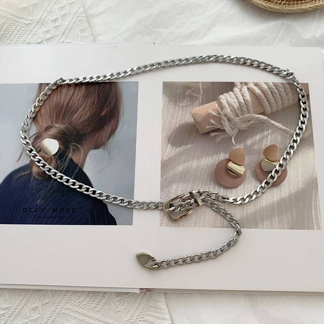 (Silver) Chic Metallic Punk Chain Waist Belt Ideal For Adult Women In Versatile Gold And Silver Colors