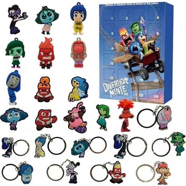 (Style C) Inside Out 2 24pcs Key Chain Pendant Decoration Box Pvc Material Children Gifts