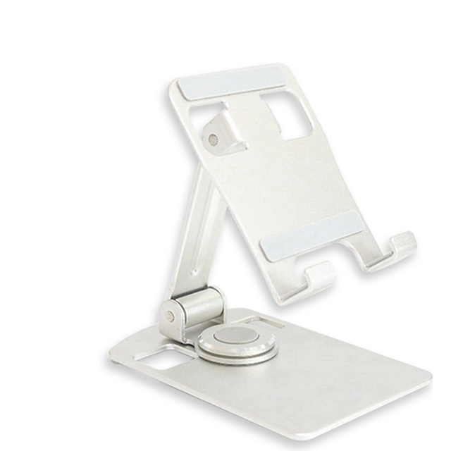 Multifunctional Double Folding Mobile Phone Aluminum Alloy Bracket Rotatable Lazy Tablet Bracket,White
