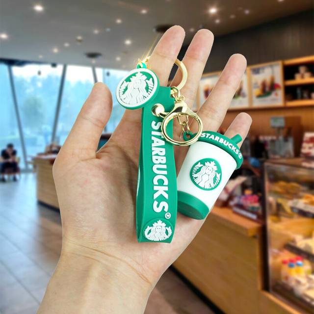 (White  Cup) Stylish Bear Keychain With Rubber Milk Tea Cup Cute Cartoon Accessory For Keys