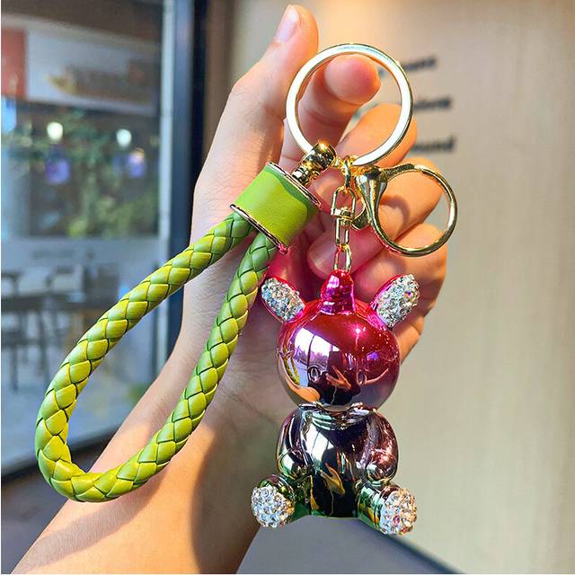 (PinkGreen) Resin Delightful Unicorn Keychain With Sparkly Rhinestones For Various Celebrations