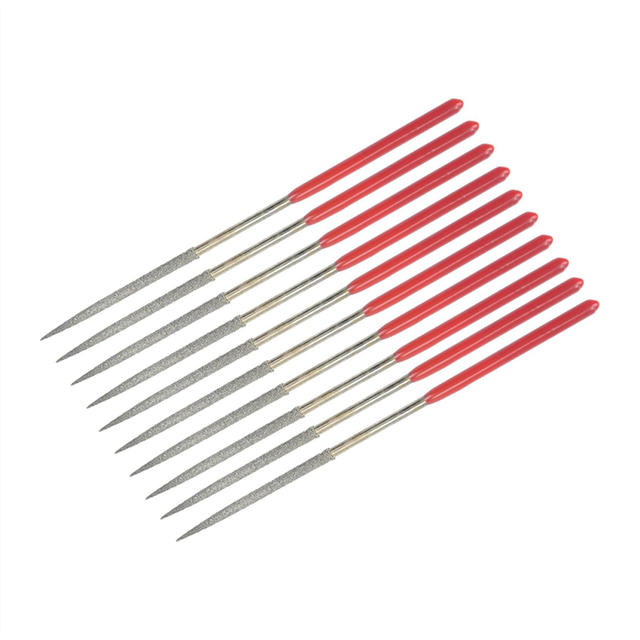 10Pcs Round Diamond Needles File, 3mm X 140mm Needle File Set for Metal Stone Wood Glass Grinding
