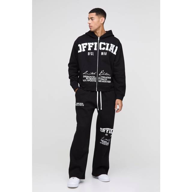 Oversized Boxy Official Print Tracksuit - Black - XL