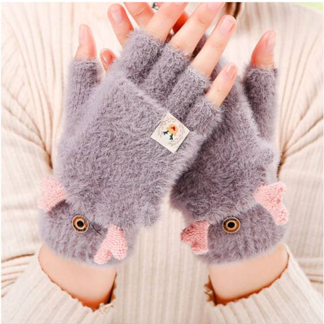 (One Size, 9) Women Winter Warm Touch Screen Gloves Cute Cat claw Sensory Fingerless