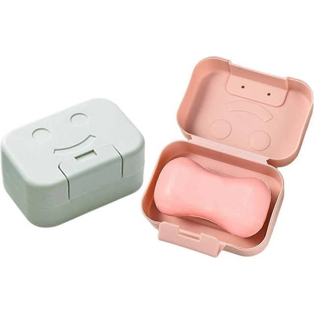 (As show, One size) Travel Soap Box, 2 Plastic Soap Holders Soap Case Portable Soap Box With Lid For Bathroom Wash Basin Travel