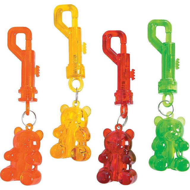 Fun Express Gummy Bear Shaped Key Chain Clips - Set of 12 - Party Favor and Apparel Accessories Multi
