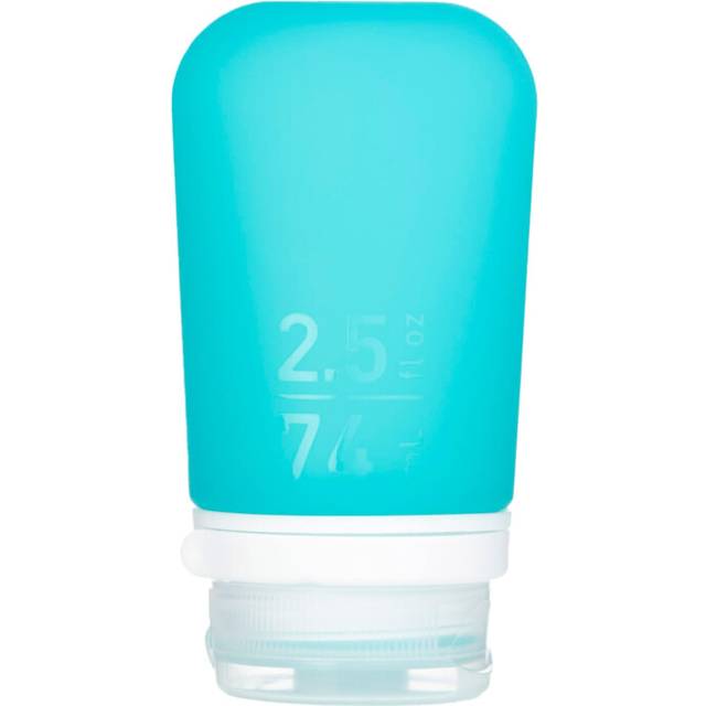 humangear GoToob Medium  Refillable Silicone Travel Bottle  Locking Lid  FoodSafe Material  Aqua  Medium 25 floz 74