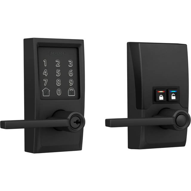 Schlage FE789WBCEN622LAT Encode Century WiFi Latitude Lever Smart Keyless Entry Touchscreen Door Lock  Matte Black