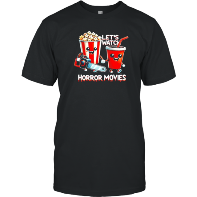 (L) Popcorn And Coca Let'S Watch Horror Movies Spooky Halloween T-Shirt