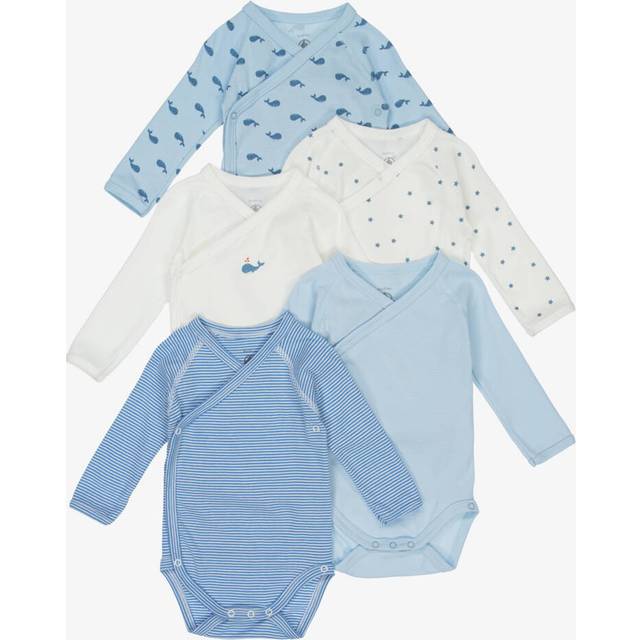 Petit Bateau Blue Cotton Bodyvests (5 Pack) - Newborn