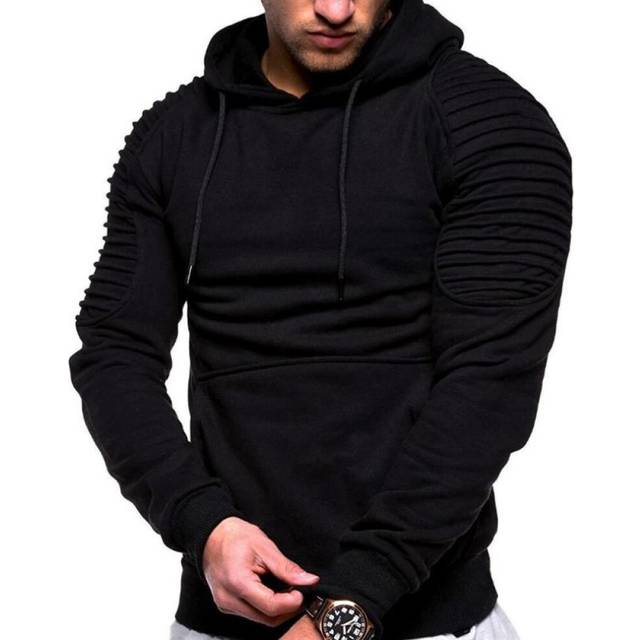 (black, L) Autumn and Winter Men&apos;s Fashion Solid Color Hooded Sweater Long Sleeve Coat Loose Casual Slim Jacket