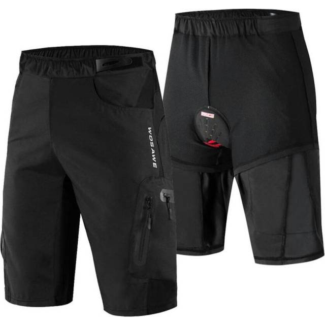 (black, M) Cycling Shorts Wosawe Mtb Bike Ride Sports Shorts Loose Fit Quick Dry