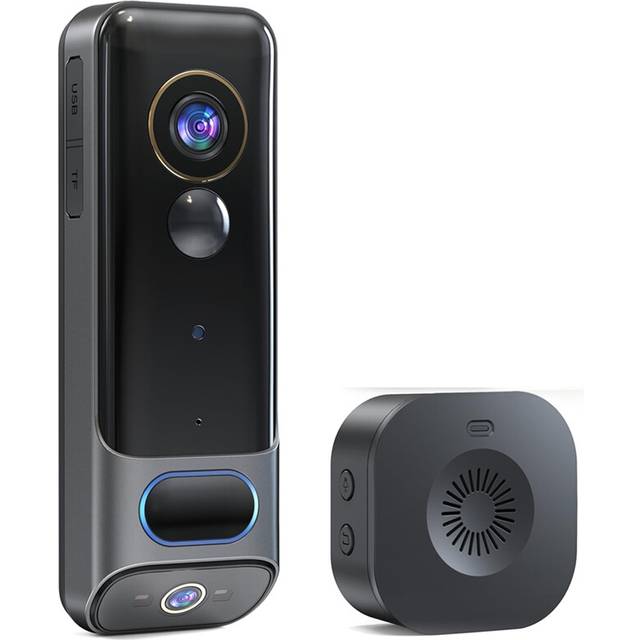 Dual Doorbell Camera Wireless No Subscription,2K Smart Door Wireless,with AI Human Detection, Night Vision