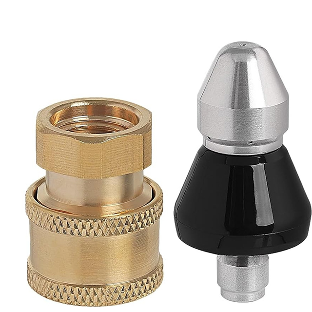 Sewer Cleaning Tool Sewer Cleaning Tool High-Pressure Nozzle, 1/4inch 1 Front 6 Rear Sewer Jetter Nozzle and Pressure Washer Adapter