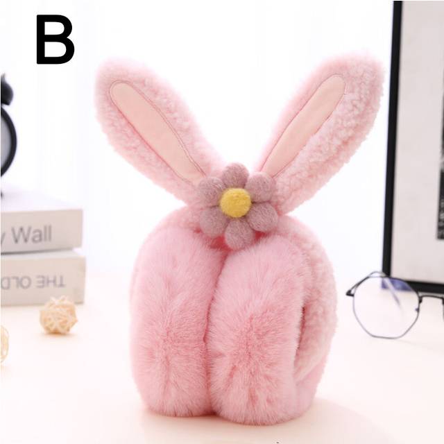 (B) Fashion Earcap Lovely Plush Earmuff Women Cute Rabbit Design Faux Fur