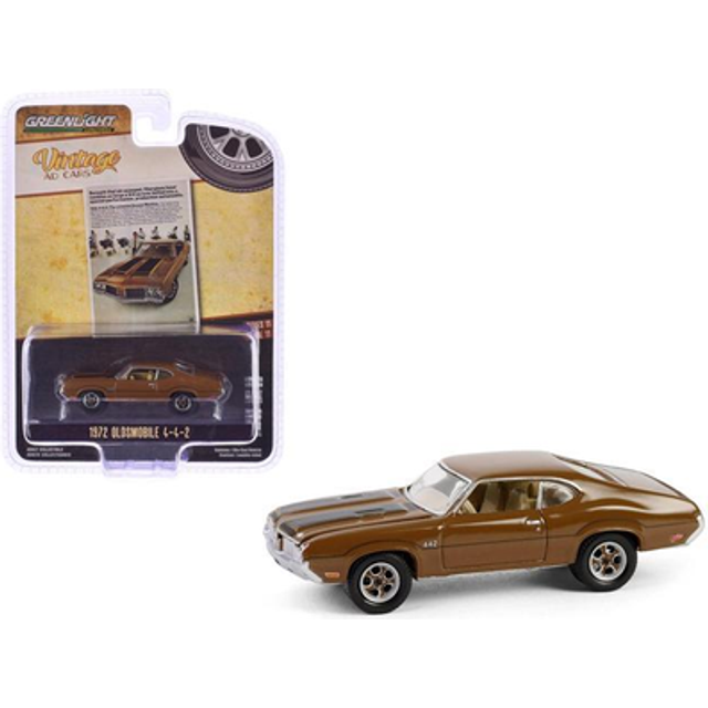 1972 Oldsmobile 442 Brown with Black Stripes &#34;The Complete Escape Machine&#34; &#34;Vintage Ad Cars&#34; Series 11 1/64 Diecast Model Car by Greenlight