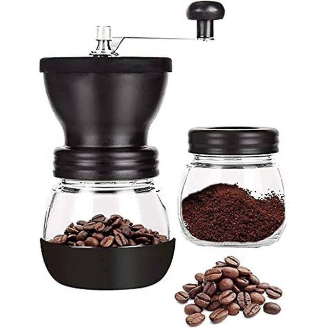(As show, One size) Ceramic Burr Manual Coffee Bean Grinder - Mini Handheld Kitchen Grinder Machine for Home, Office, and Outdoors