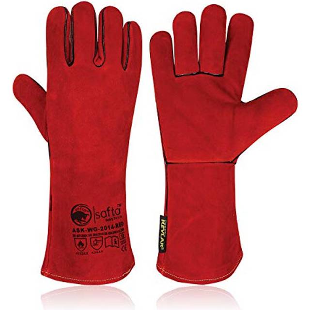 SAFTA Extreme Heat Resistant Gloves, Cow leather with Kevlar Stitching, Ideal Welding gloves for TIG and MIG, Perfect BBQ gloves for cooking in Grill